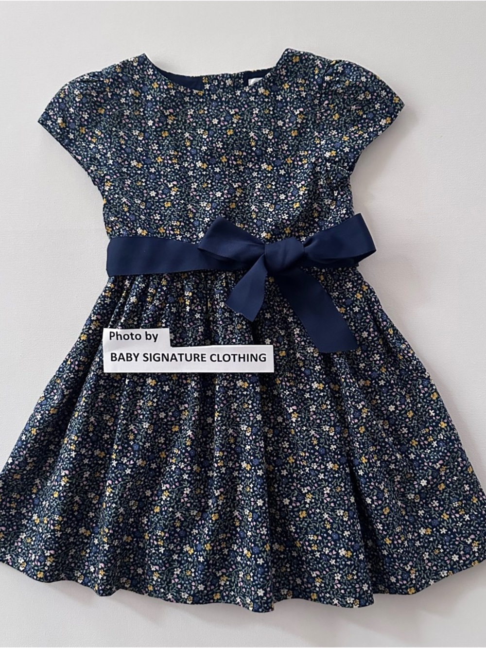 Ralph Lauren 24 Months Baby Girl Navy Floral Belted Dress Party